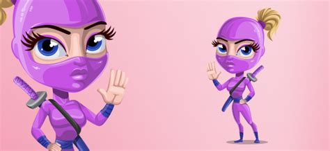 Female Ninja Vector Character Vector Characters