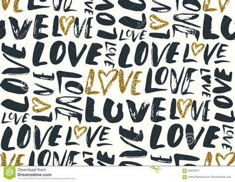 Seamless Pattern With Love Words Hearts Stock Illustration Illustration Of Handwritten