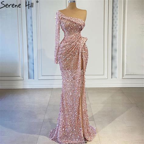 Serene Hill Pink Mermaid High Split Evening Dresses Gowns 2023 Luxury