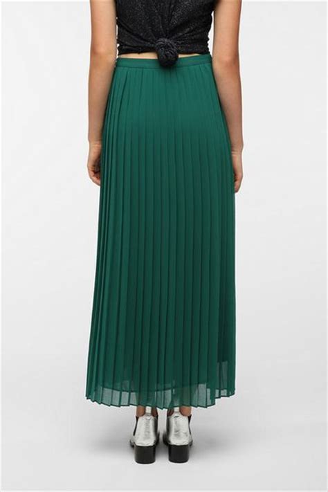 Sparkle And Fade Pleated Chiffon Maxi Skirt In Green Lyst