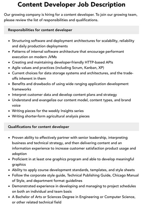 Content Developer Job Description Velvet Jobs