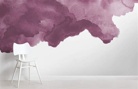 Dusky Purple Watercolour Watercolour Room Kj Wall Mural World Map