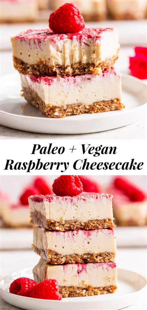 No Bake Raspberry Cheesecake Bars Paleo Vegan