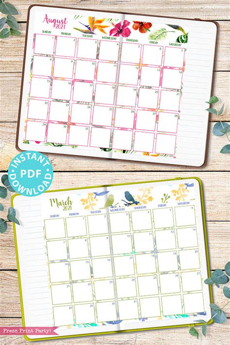 12 Free Printable 2021 Yearly Calendar With Holidays Watercolor Zohal