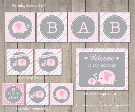 Free baby boy shower printables: 4 Best Images of Pink Elephant Baby Shower Printables - Pink and Gray Elephant Baby Shower Games ...