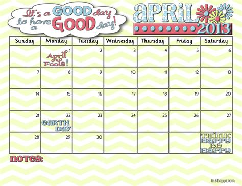 Its Your April 2013 Calendar Inkhappi