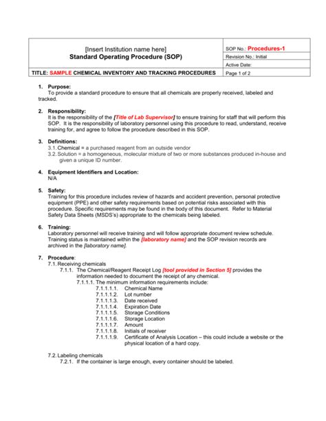 Section 4 Standard Operating Procedures