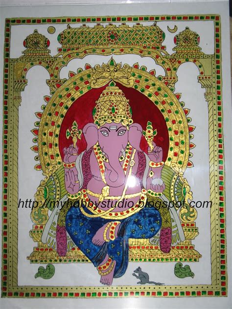 Hobby Studio Tanjore Glass Painting Lord Ganesha