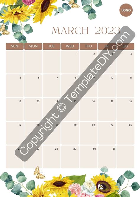 Floral March 2023 Calendar Printable In Pdf Word And Excel