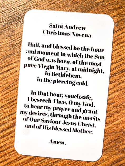 Holy Card St Andrew Novena Prayer Card Catholic Artisan Australia