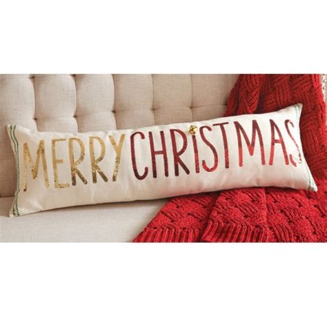 Merry Christmas Sequin Bolster Pillow