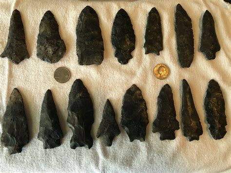 Authentic Indian Artifacts Lot 1 15 Restored Black Arrowheads