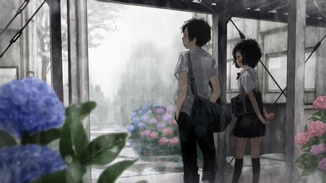 🥇 Rain Flowers Seifuku Anime Girls Wallpaper 304