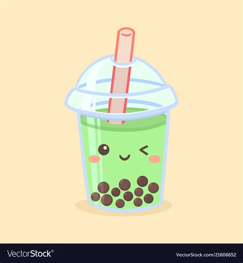 Cute Boba Bubble Green Tea Drink Glass Cartoon Vector Image My Xxx Hot Girl