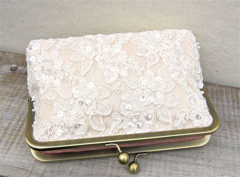 Nude Clutch Lace Wedding Purse Peach Clutch Pearl And Etsy