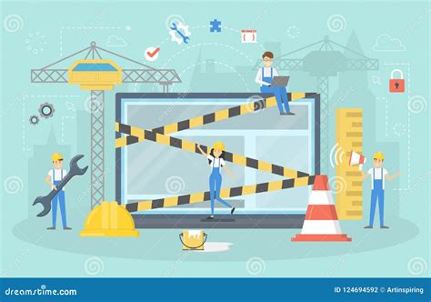 Website Under Construction Page Work In Progress Stock Vector