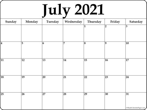 Free Blank July August 2019 Calendar Printable Pdf Editable July