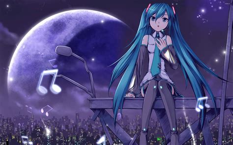 Hatsune Miku On Top Of The City Vocaloid Wallpaper Anime Wallpapers