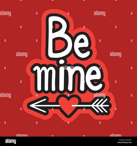 Be Mine Sticker Social Media Network Message Badges Design Stock Vector