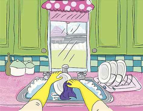 Washing Dishes Cartoon Vectores Libres De Derechos Istock Adjective Words Illustration Styles