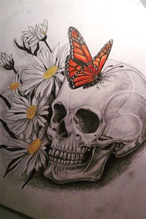 Thisnthat Skull Tattoo Flowers Butterfly Tattoo Cover Up Butterfly