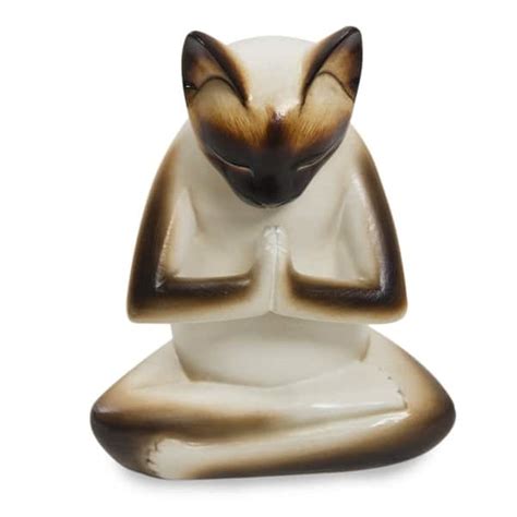 Kitty Meditates Handmade Cat Kitten Prayer Zen Buddhist White Black