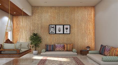 Spacious Living Room Design With Metallic Accent Wall