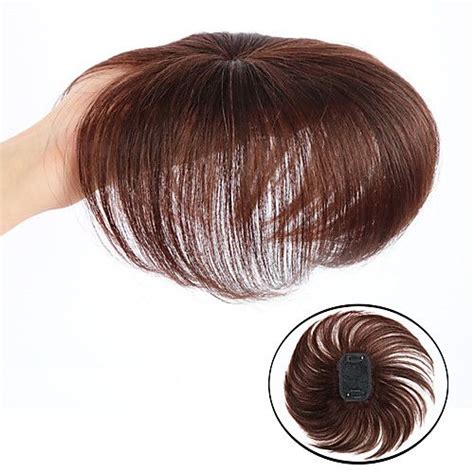Womens Human Hair Toupees Straight Machine Made Soft Party Women