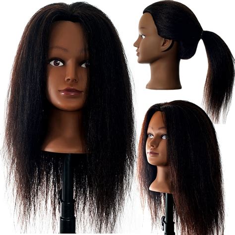 Hair By Dk Real Hair Mannequin Head Dark Brown 2 Light Yaki Kinky