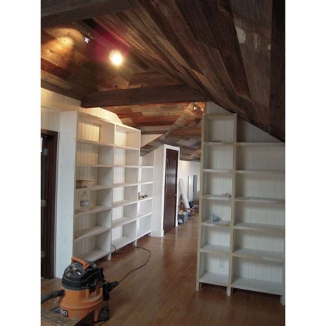 Builtin Bookcase And Salvaged Barn Wood Ceiling In Malibu Mortise And Tenon