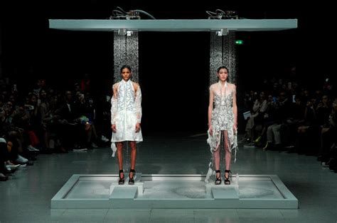 Hussein Chalayan Melted Dresses Under Showers In Paris