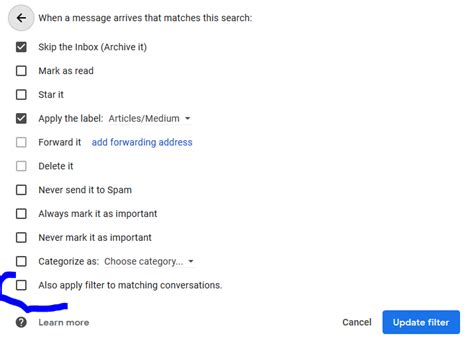 Gmails Label And Skip The Inbox Filter Web Applications Stack Exchange