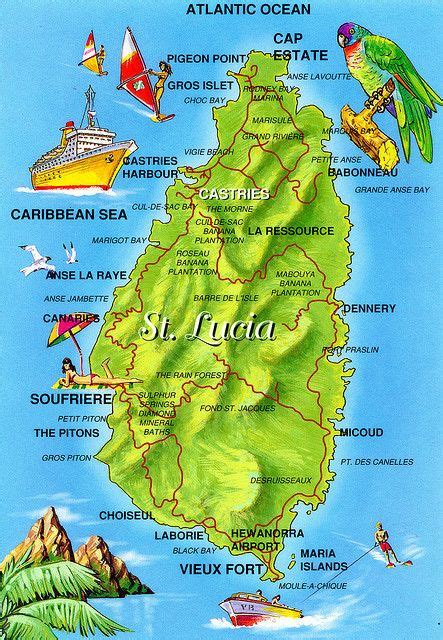 Postcard Map Of St Lucia A Photo On Flickriver St Lucia Vacation
