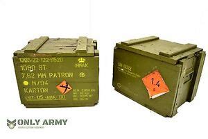 Military Wooden Storage Ammo Box With Lid Genuine Danish Army Surplus Cal EBay