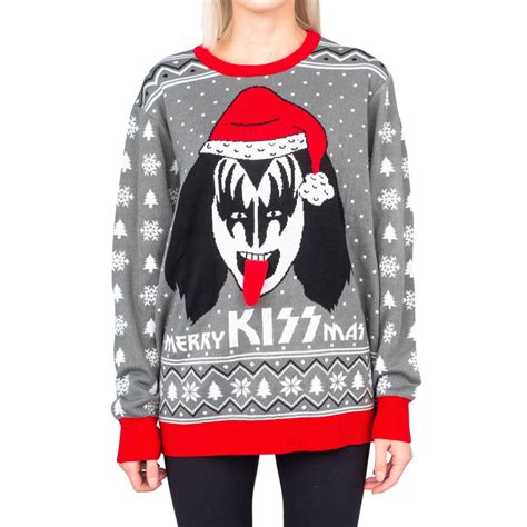 Womens Merry Kissmas Flappy Sweater Kiss Ugly Christmas Sweater
