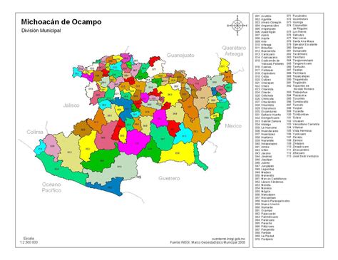 Mapa De Michoacán A Colores Con Nombres Mapas De México Para Descargar