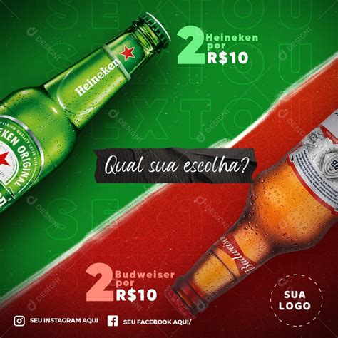 Post Feed Distribuidora Cerveja Qual Sua Escolha Social Media PSD Editável download Designi