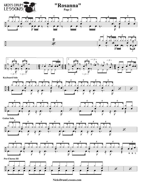 See more ideas about drums sheet, drums, drum sheet music. "Rosanna" Toto - Drum Sheet Music - Nick's Drum Lessons