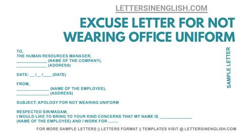 Excuse Letter For Not Wearing Company Uniform Sample Letter To Hr For