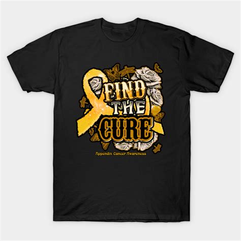 fight the cure appendix cancer awareness amber ribbon and roses supporting warrior t for
