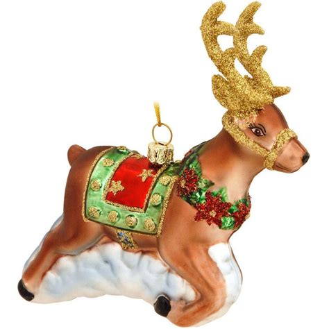 Reindeer With Gold Antlers Glass Ornament Glass Ornaments Ornaments
