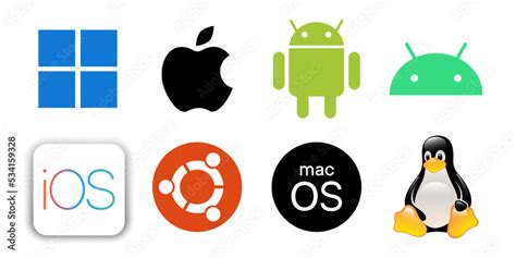 Os Logo Set Windows Mac Os Android Apple Ios Linux Logos On