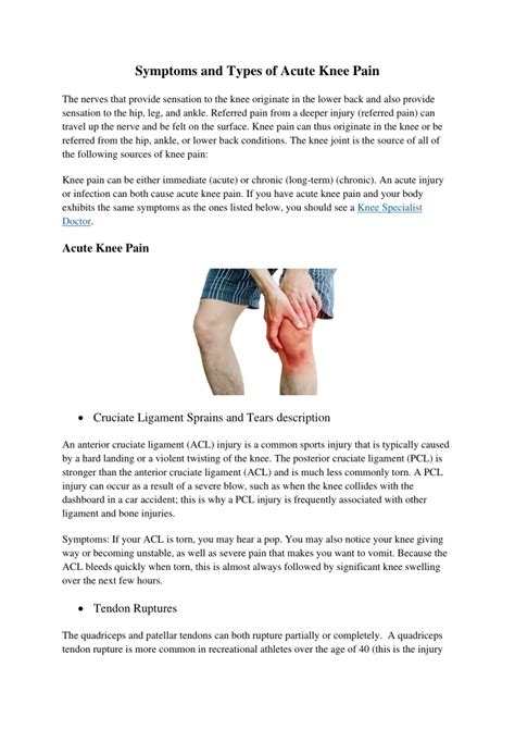 Ppt Symptoms And Types Of Acute Knee Pain Knee Pain Powerpoint