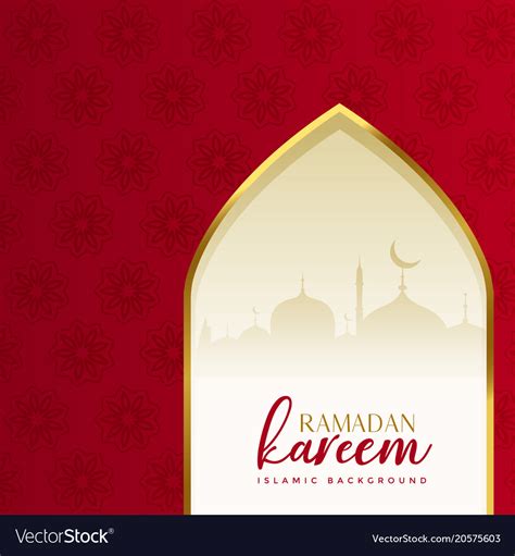 Red Islamic Ramadan Kareem Background With Mosque Vector Image