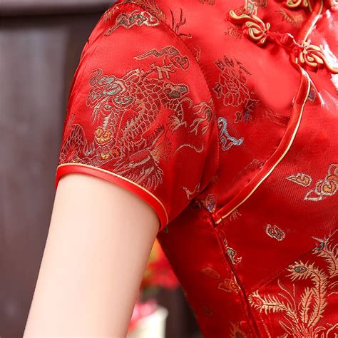 Chinese Style Traditional Dress Female Qipao Short Style Cheongsam Women Traditional Silk Satin