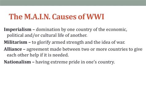 Main Causes Of Wwi Ppt