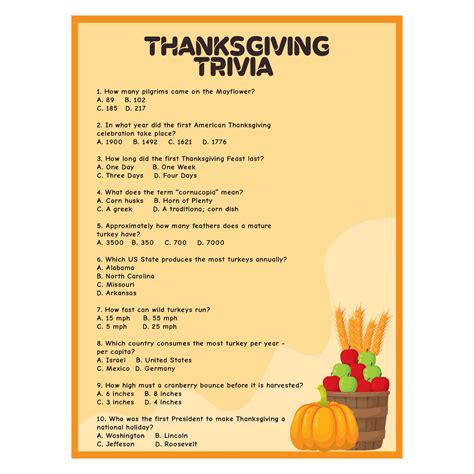 Best Free Printable Thanksgiving Trivia Questions Printablee Com My