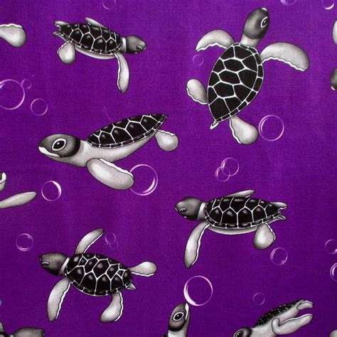 Turtle Fabric Under The Sea Turtles On Deep Purple Last One Etsy