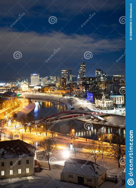 Vilnius Capital Of Lithuania Beautiful Scenic Aerial Panorama Stock