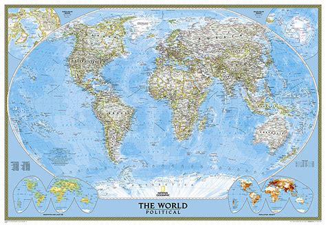 Buy Map World Classic Enlarged And Sleeved By National Geographic